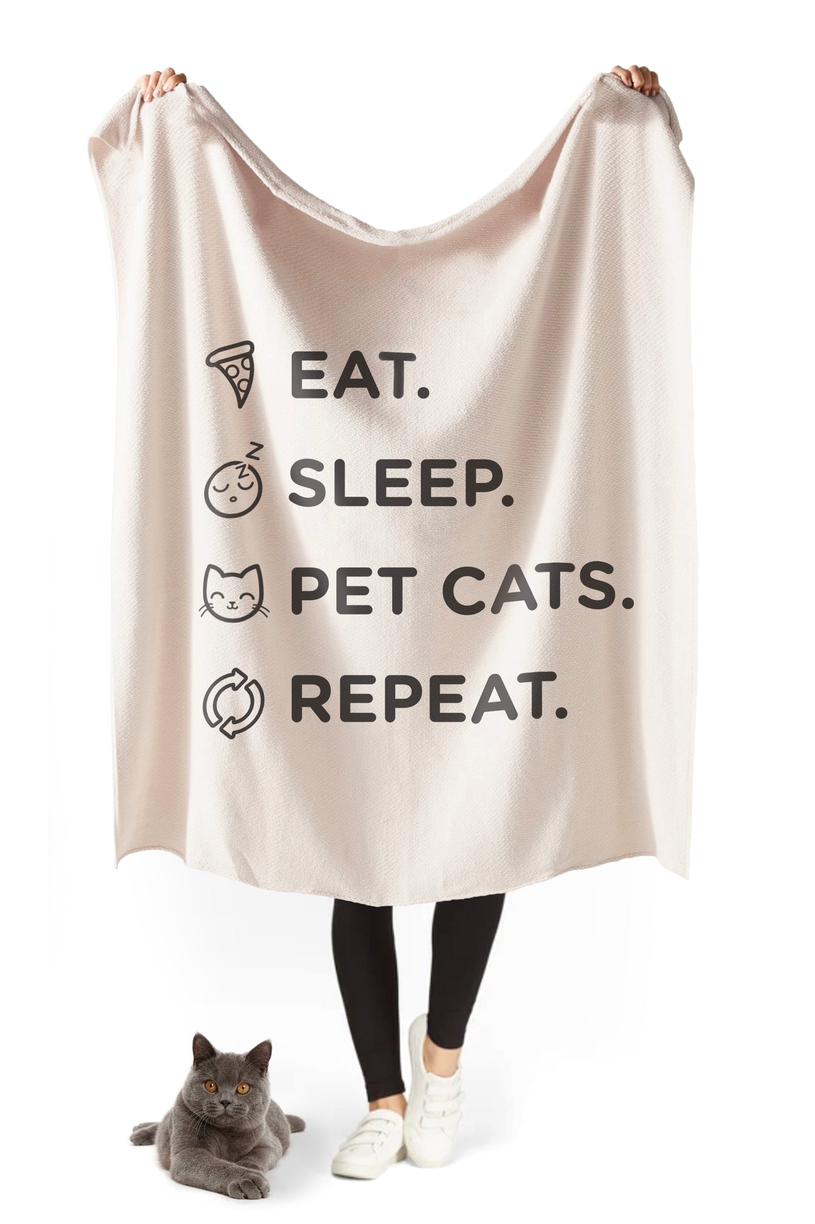 Eat, Sleep & Pet Cats Sherpa Blanket
