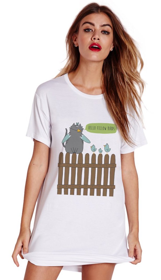 Milton Oversized Cat Pajama T-Shirt